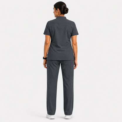 RUIX Sculpt Mandarin scrub top with Core Regular pant scrub set for women