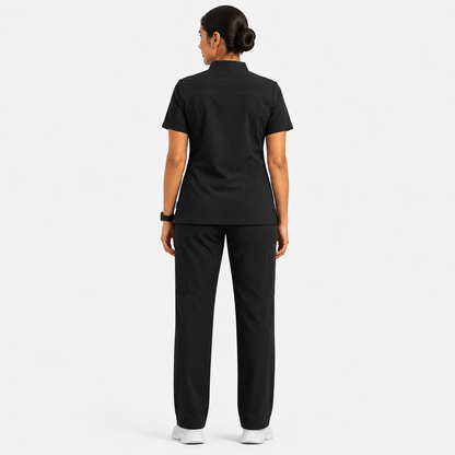 RUIX Sculpt Mandarin scrub top with Core Regular pant scrub set for women