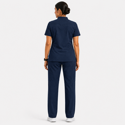 RUIX Sculpt Mandarin scrub top with Core Regular pant scrub set for women
