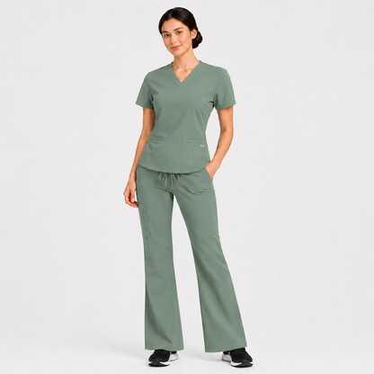 RUIX V-neck with Flare™ pant scrub set for women