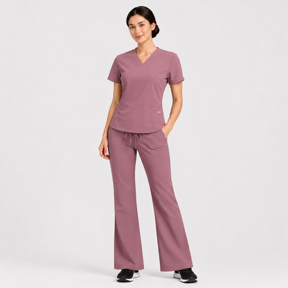 RUIX V-neck with Flare™ pant scrub set for women