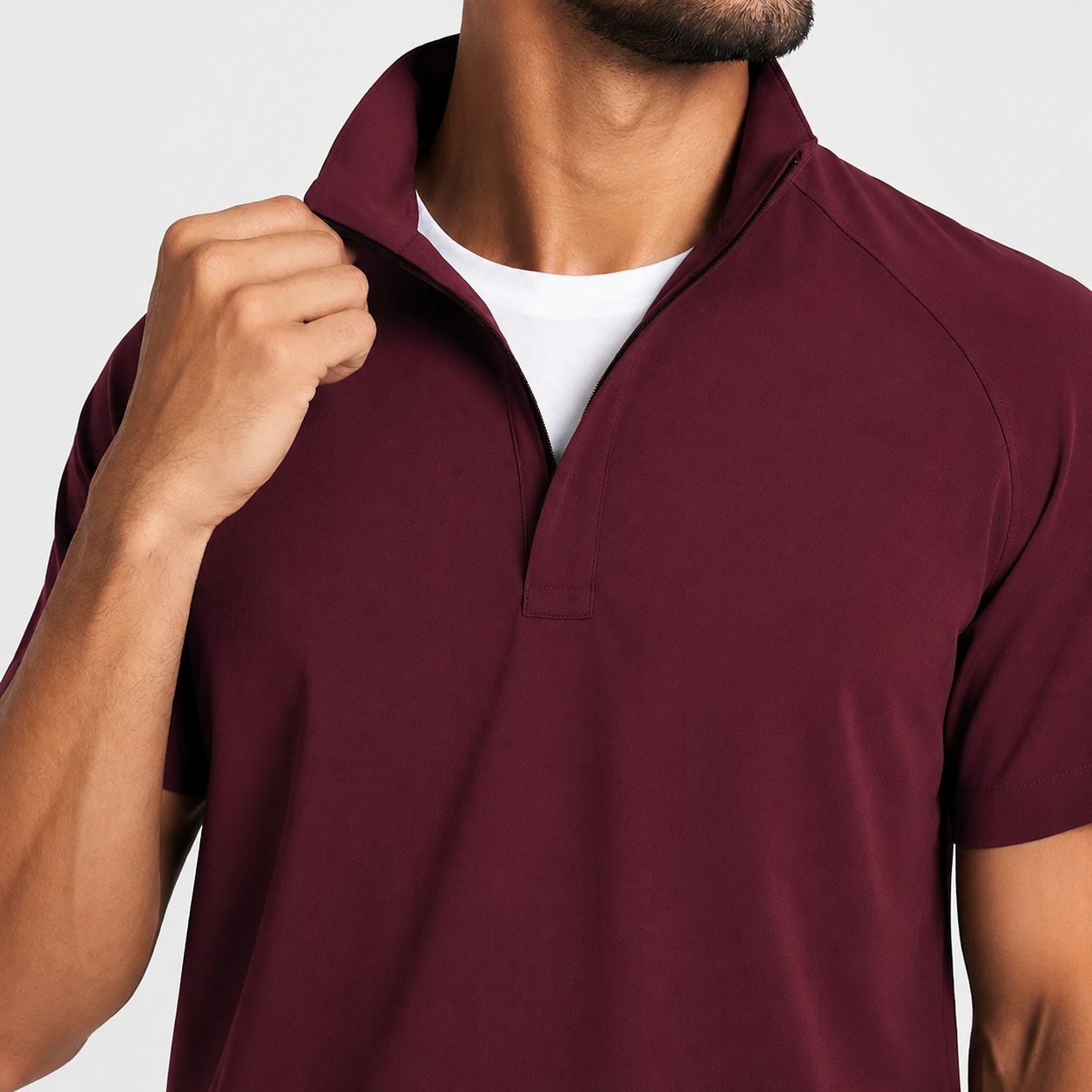 RUIX Mock Neck Zip Scrub Top for Men