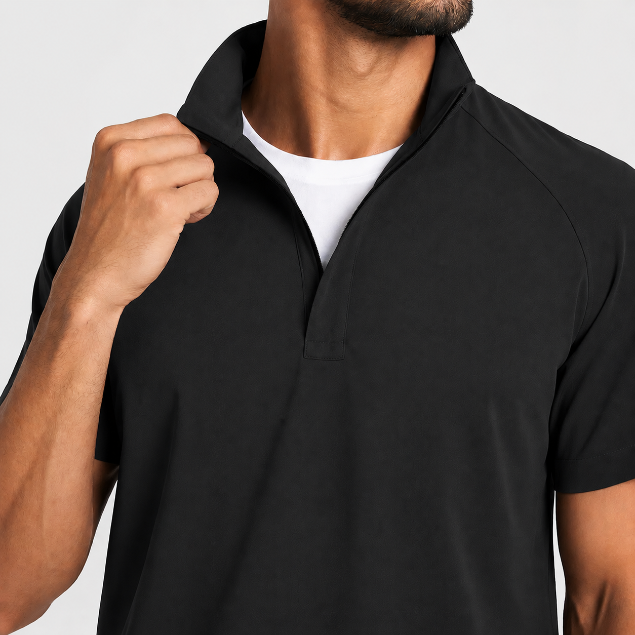RUIX Mock Neck Zip Scrub Top for Men