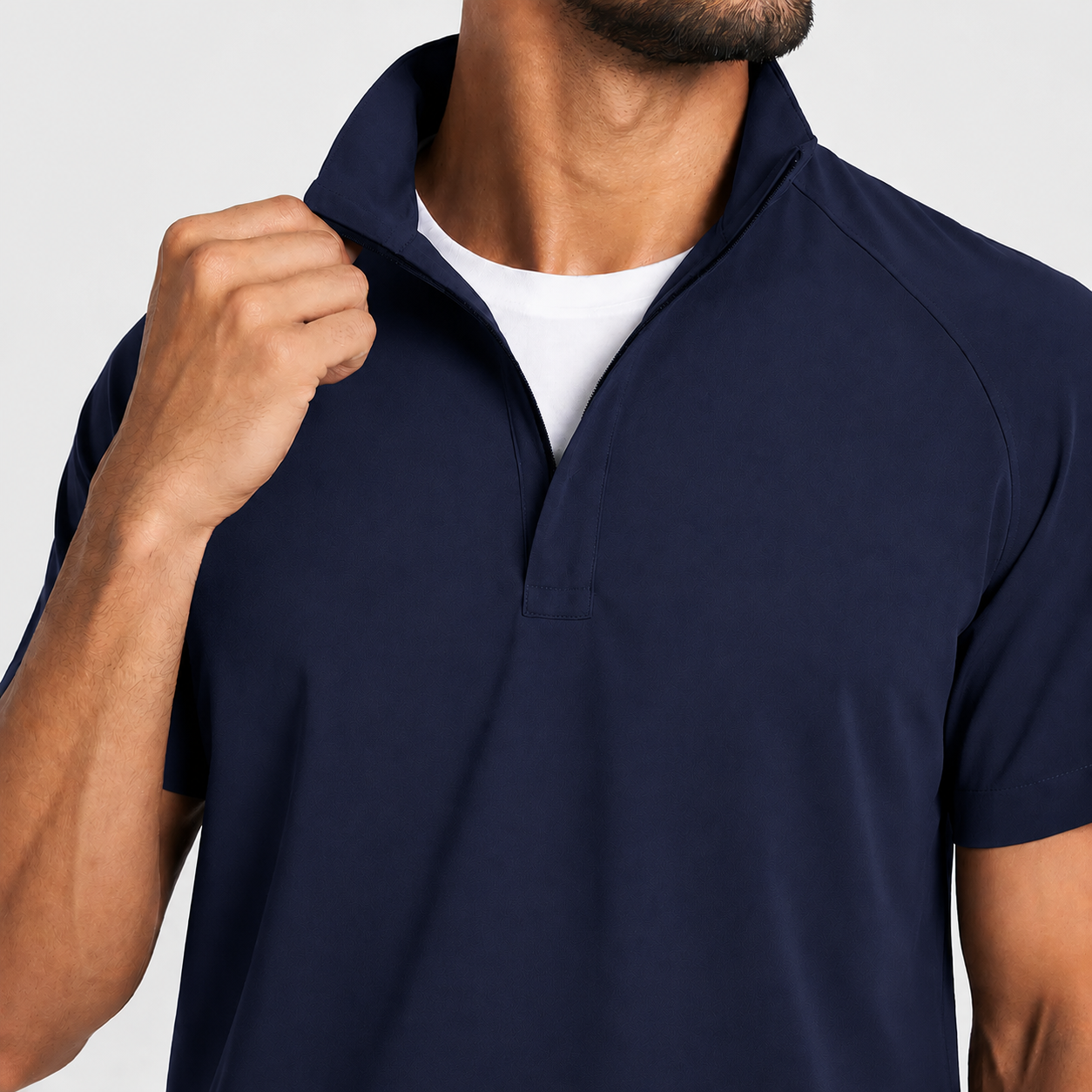 RUIX Mock Neck Zip Scrub Top for Men
