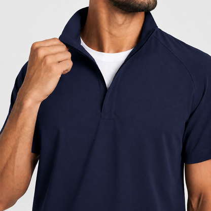 RUIX Mock Neck Zip Scrub Top for Men