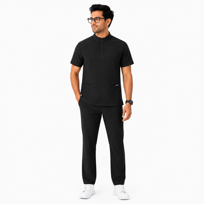 RUIX Mock Neck Zip Scrub Top for Men