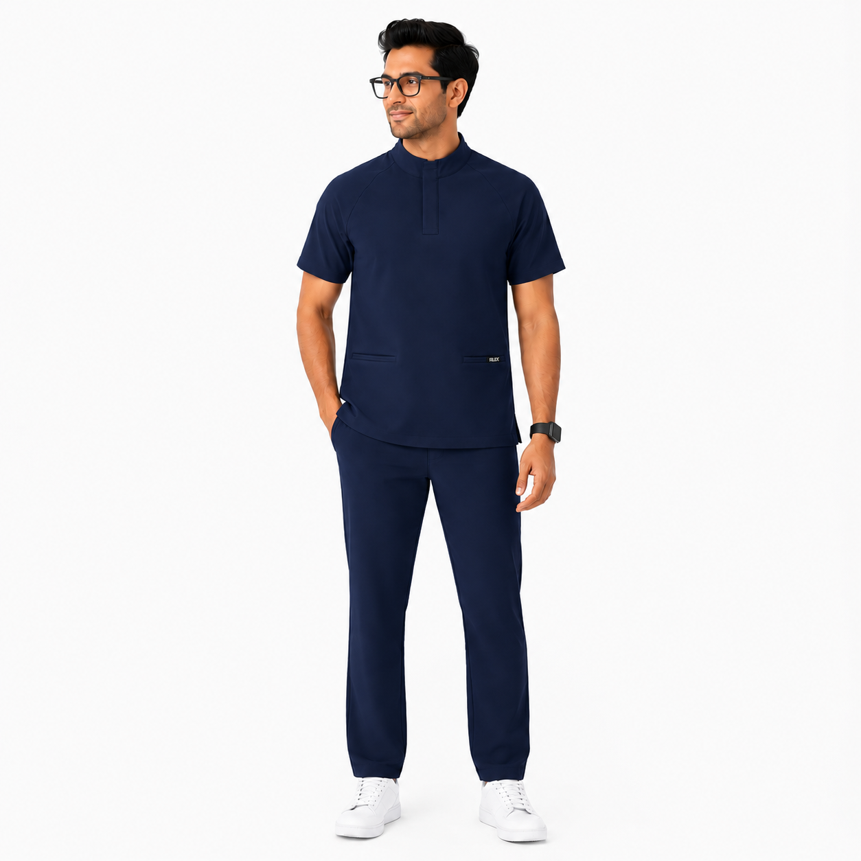 RUIX Mock Neck Zip Scrub top With Regular pant Scrub Set for Men