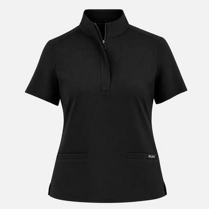 RUIX MOCK neck Zip Scrub Top For Women