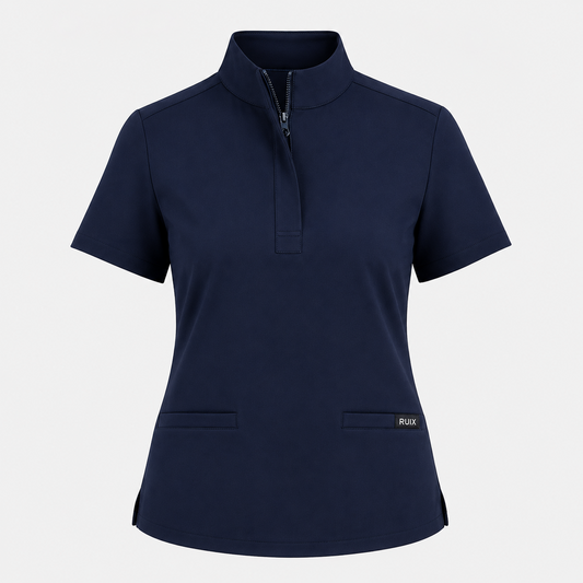 RUIX MOCK neck Zip Scrub Top For Women