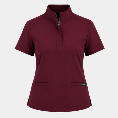 RUIX MOCK neck Zip Scrub Top For Women