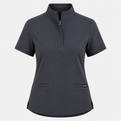 RUIX MOCK neck Zip Scrub Top For Women