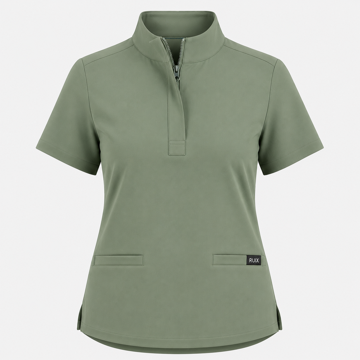 RUIX MOCK neck Zip Scrub Top For Women