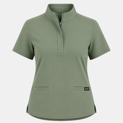 RUIX MOCK neck Zip Scrub Top For Women