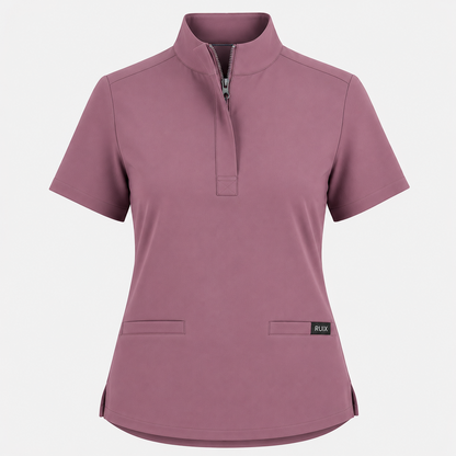 RUIX MOCK neck Zip Scrub Top For Women