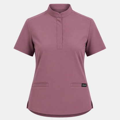 RUIX Mandarin Collar Scrub Top For Womens