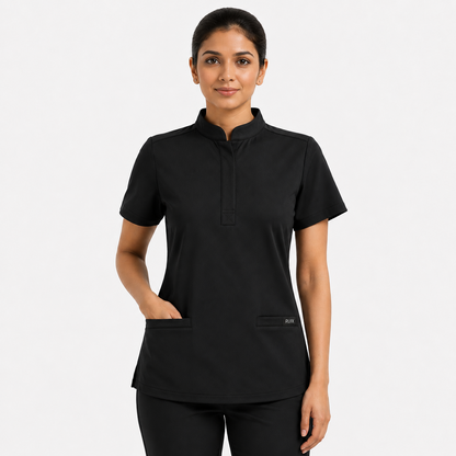 RUIX Mandarin Collar Scrub Top For Womens