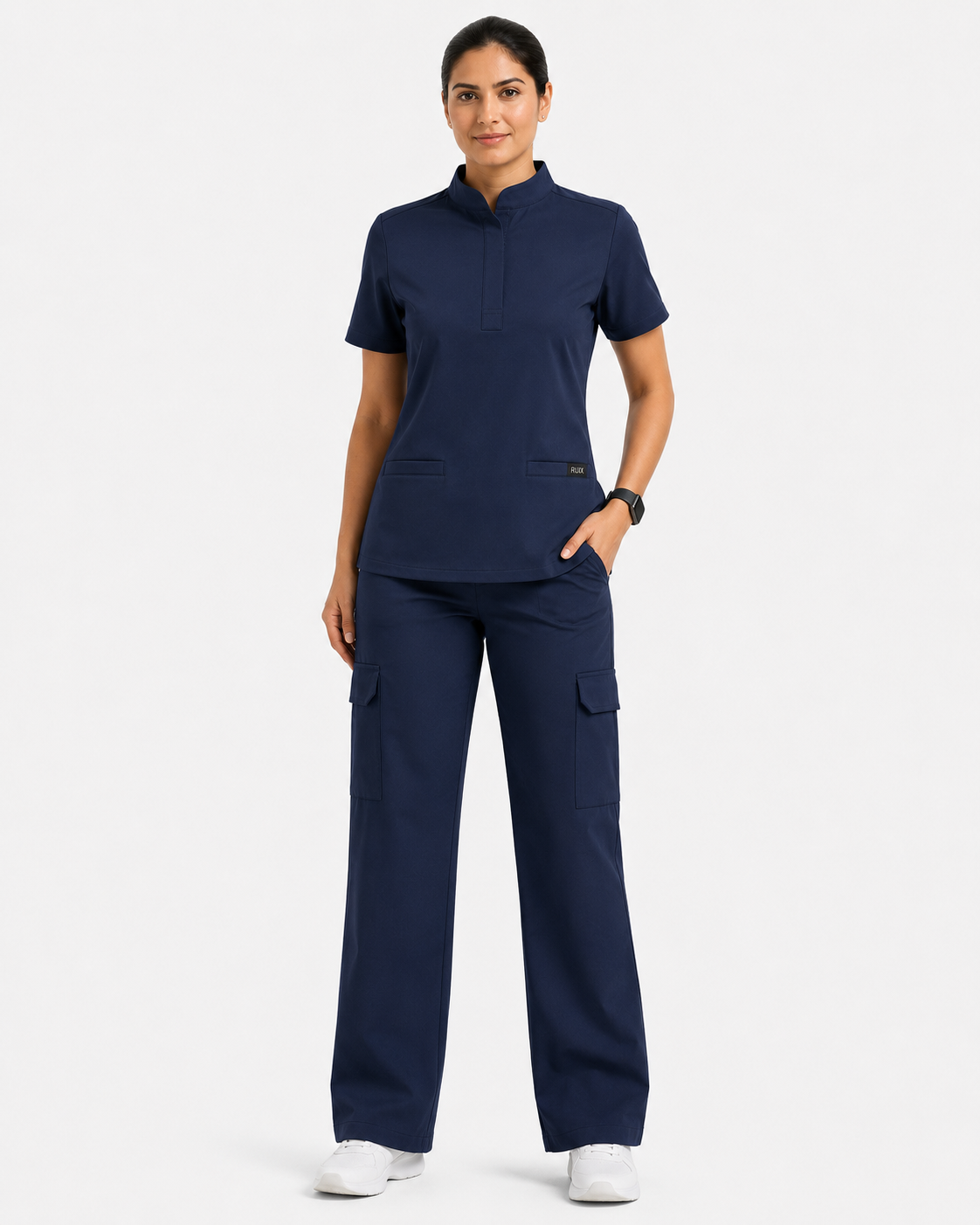 Ruix Mandarin scrub top with Cargo-pant-set- women