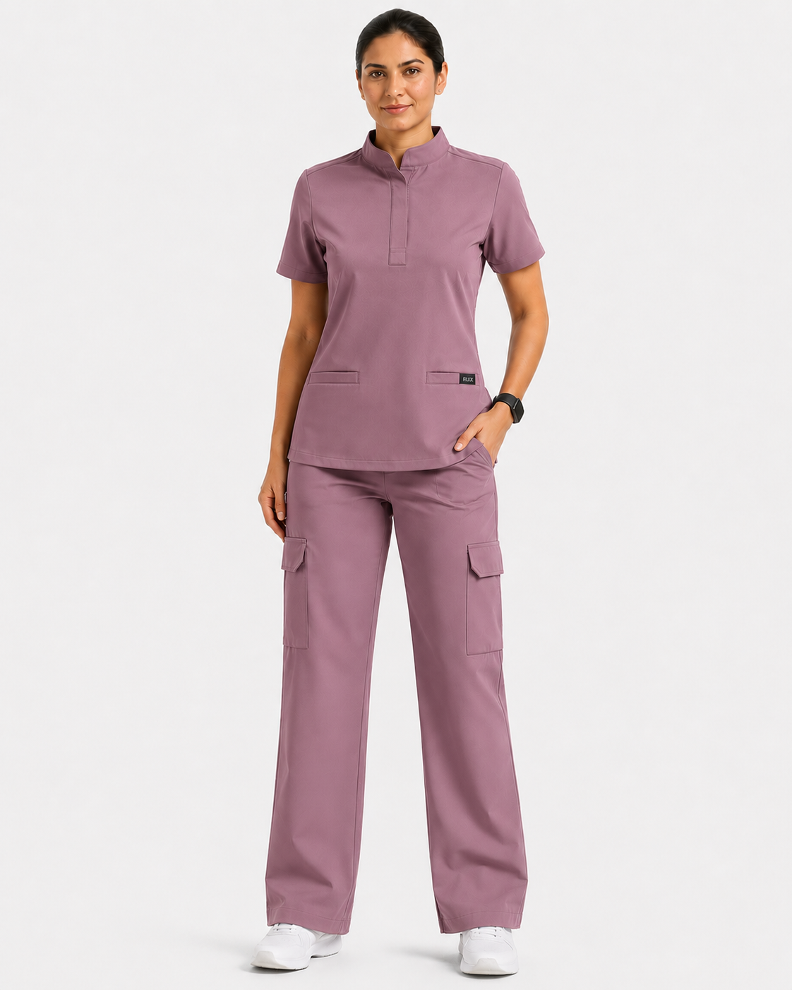 Ruix Mandarin scrub top with Cargo-pant-set- women