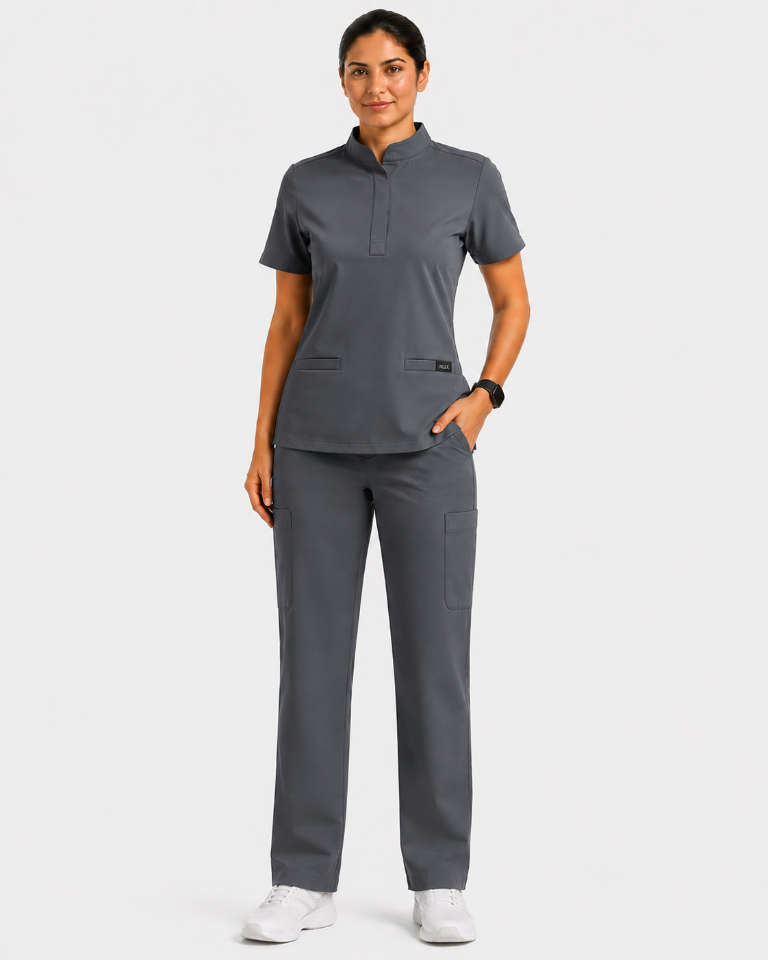 RUIX  Mandarin scrub top with Regular pant scrub set for women