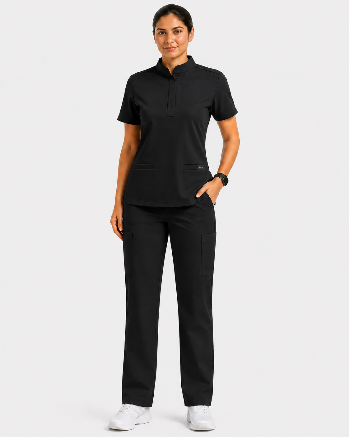 RUIX  Mandarin scrub top with Regular pant scrub set for women