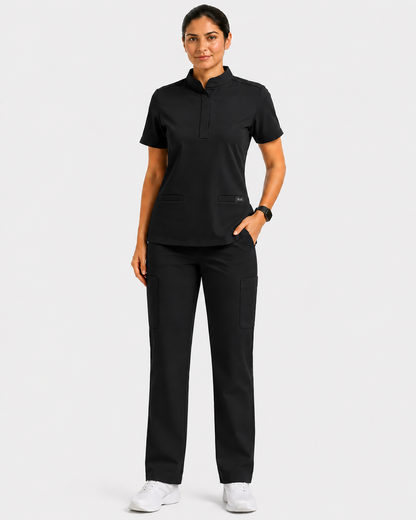 RUIX  Mandarin scrub top with Regular pant scrub set for women