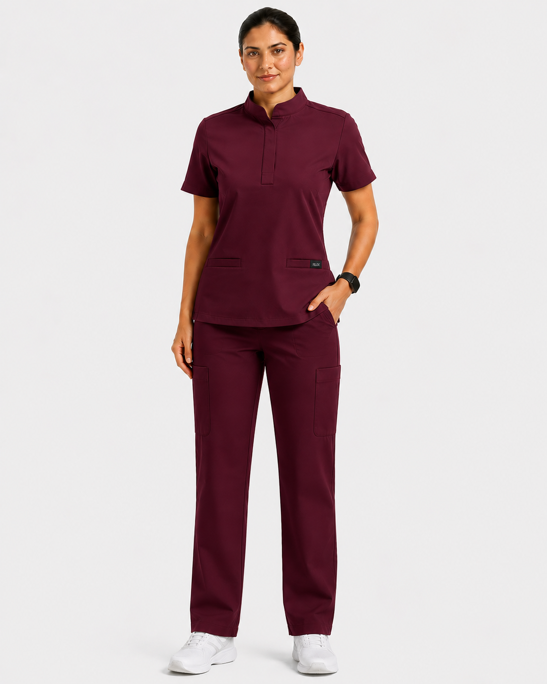 RUIX  Mandarin scrub top with Regular pant scrub set for women