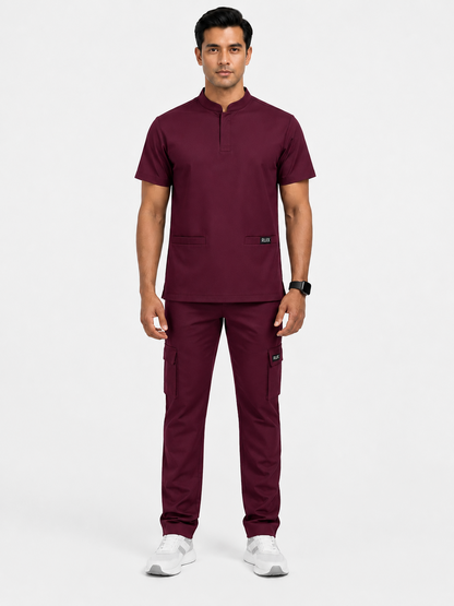 RUIX Mandarin Collar Scrub Top for Men