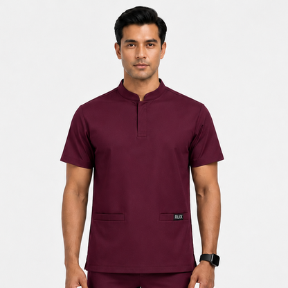 RUIX Mandarin Collar Scrub Top for Men