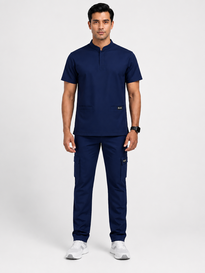 RUIX Mandarin Collar Scrub Top for Men