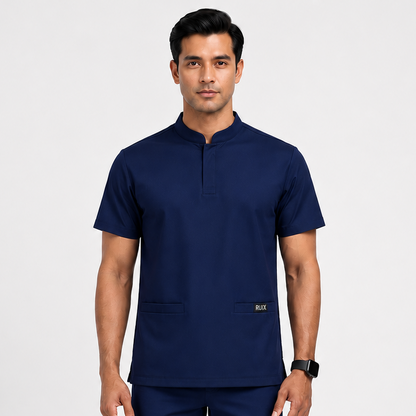 RUIX Mandarin Collar Scrub Top for Men