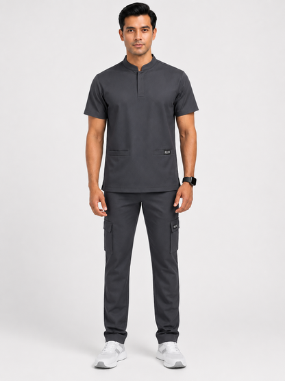 RUIX Mandarin Collar Scrub Top for Men