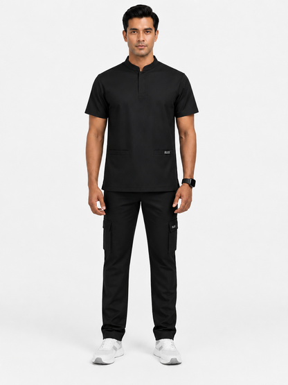 RUIX Mandarin Collar Scrub Top for Men