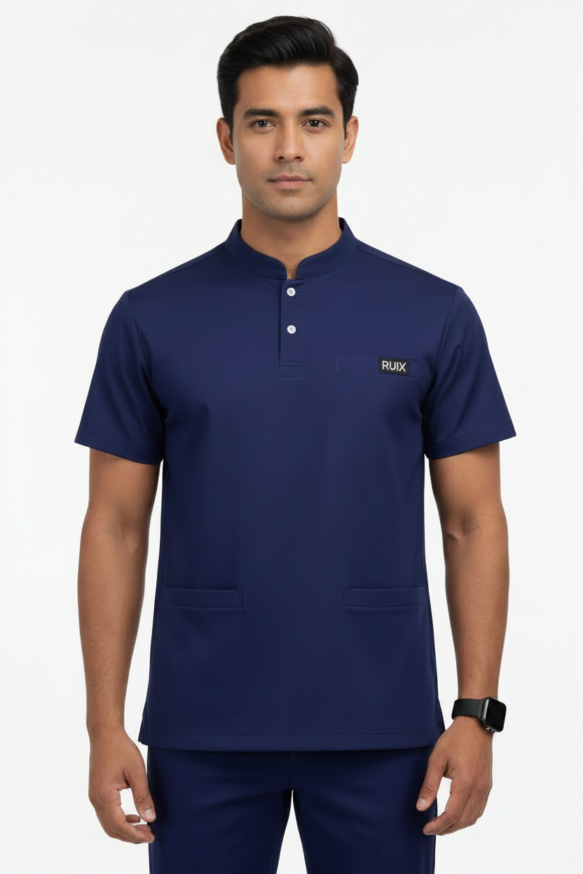 RUIX Form Mandarin Collar Scrub Top for Men