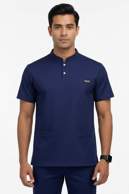 RUIX Form Mandarin Collar Scrub Top for Men