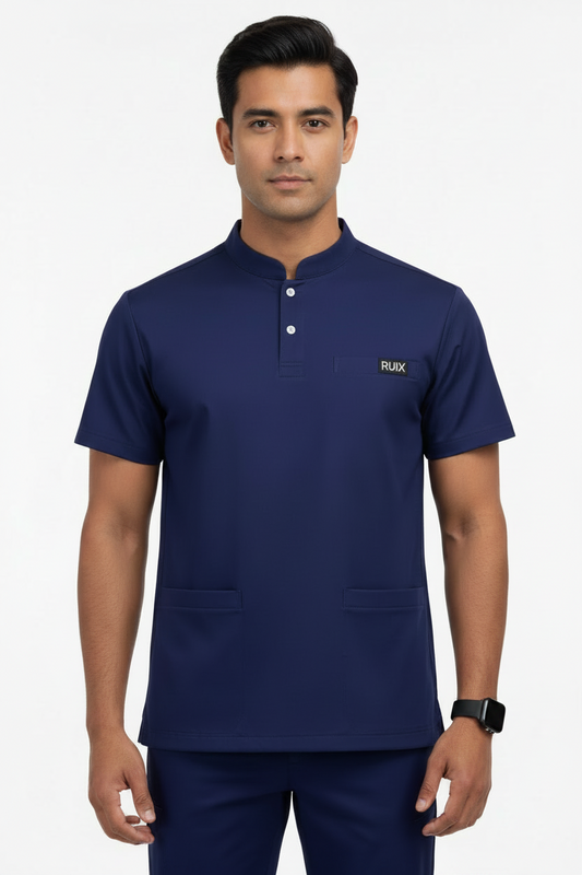 RUIX Form Mandarin Collar Scrub Top for Men