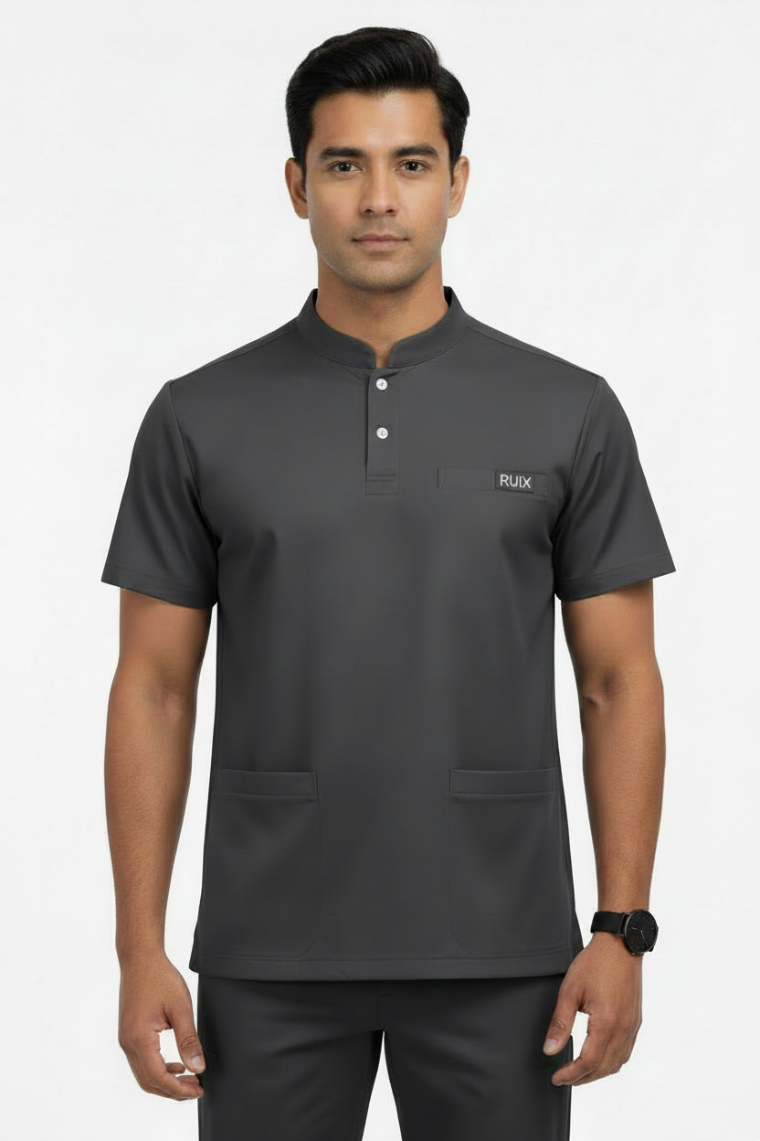 RUIX Form Mandarin Collar Scrub Top for Men