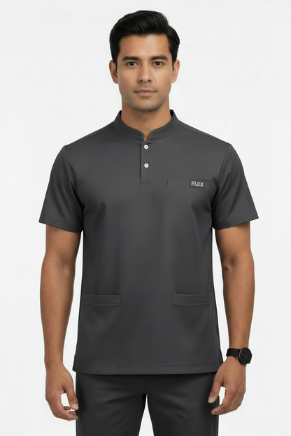 RUIX Form Mandarin Collar Scrub Top for Men