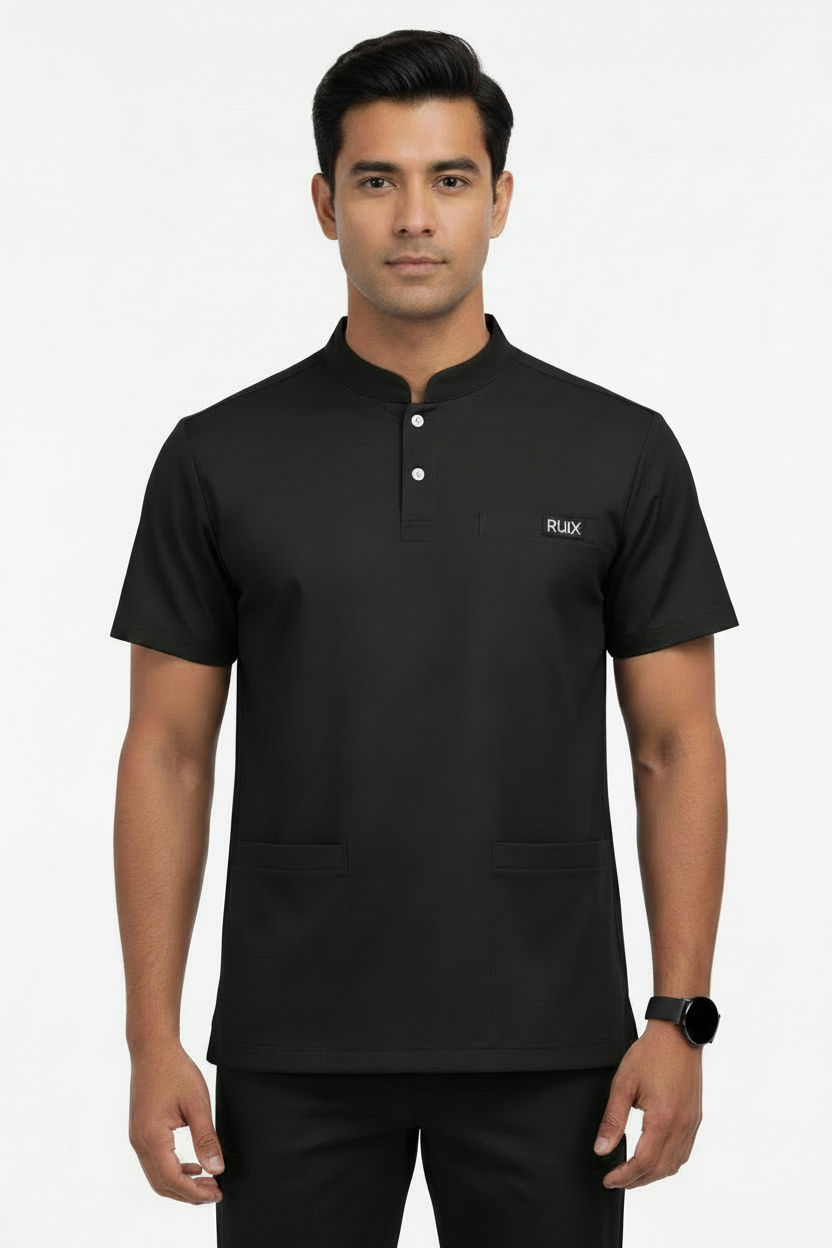 RUIX Form Mandarin Collar Scrub Top for Men