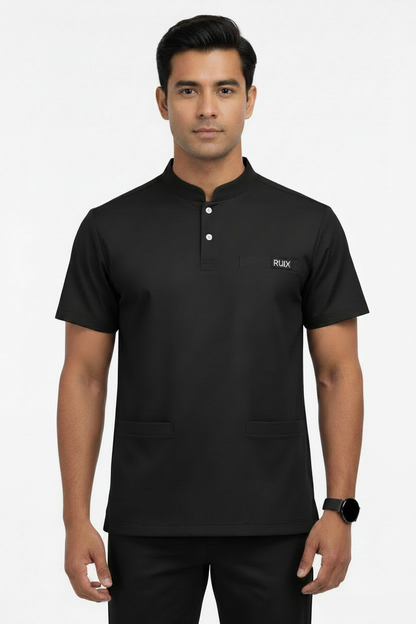 RUIX Form Mandarin Collar Scrub Top for Men