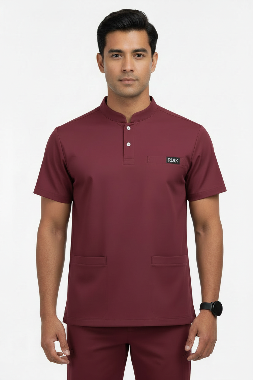 RUIX Form Mandarin Collar Scrub Top for Men