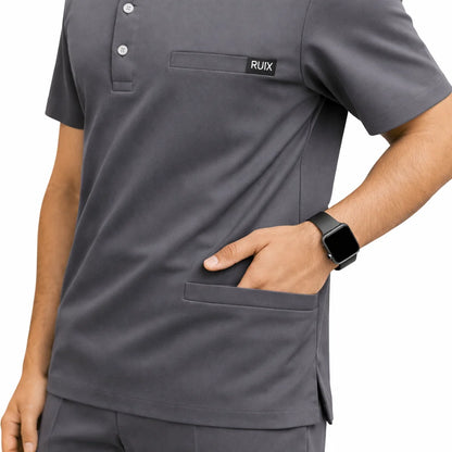 RUIX Form Mandarin Collar Scrub Top for Men
