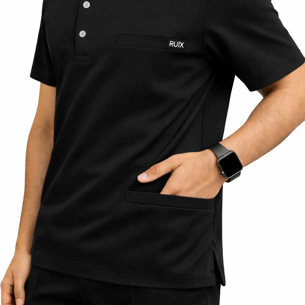RUIX Form Mandarin Collar Scrub Top for Men