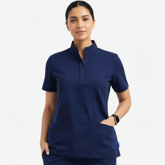 RUIX Sculpt MOCK neck Zip Scrub Top For Women