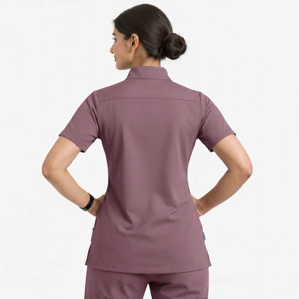 RUIX Sculpt Mandarin Collar Scrub Top For Womens