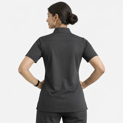 RUIX Sculpt Mandarin Collar Scrub Top For Womens