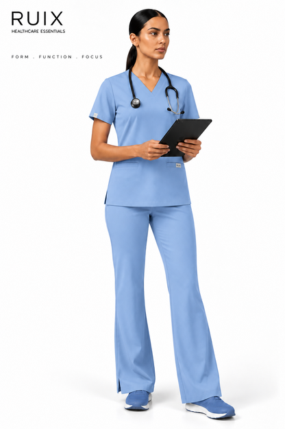 RUIX V-neck with Flare™ pant scrub set for women