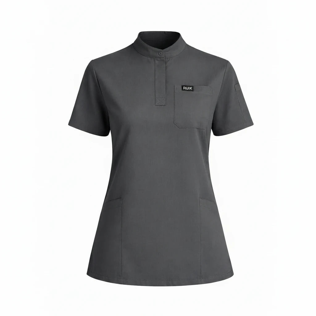 RUIX Sculpt Mandarin Collar Scrub Top For Womens