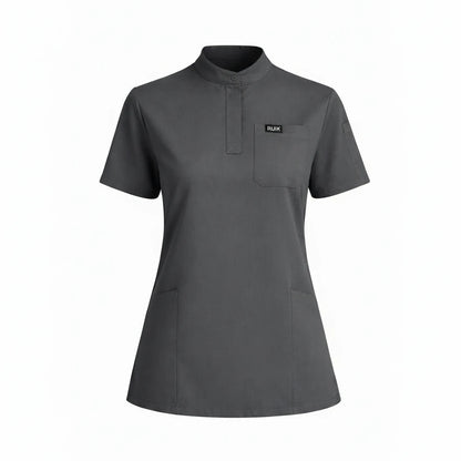RUIX Sculpt Mandarin Collar Scrub Top For Womens