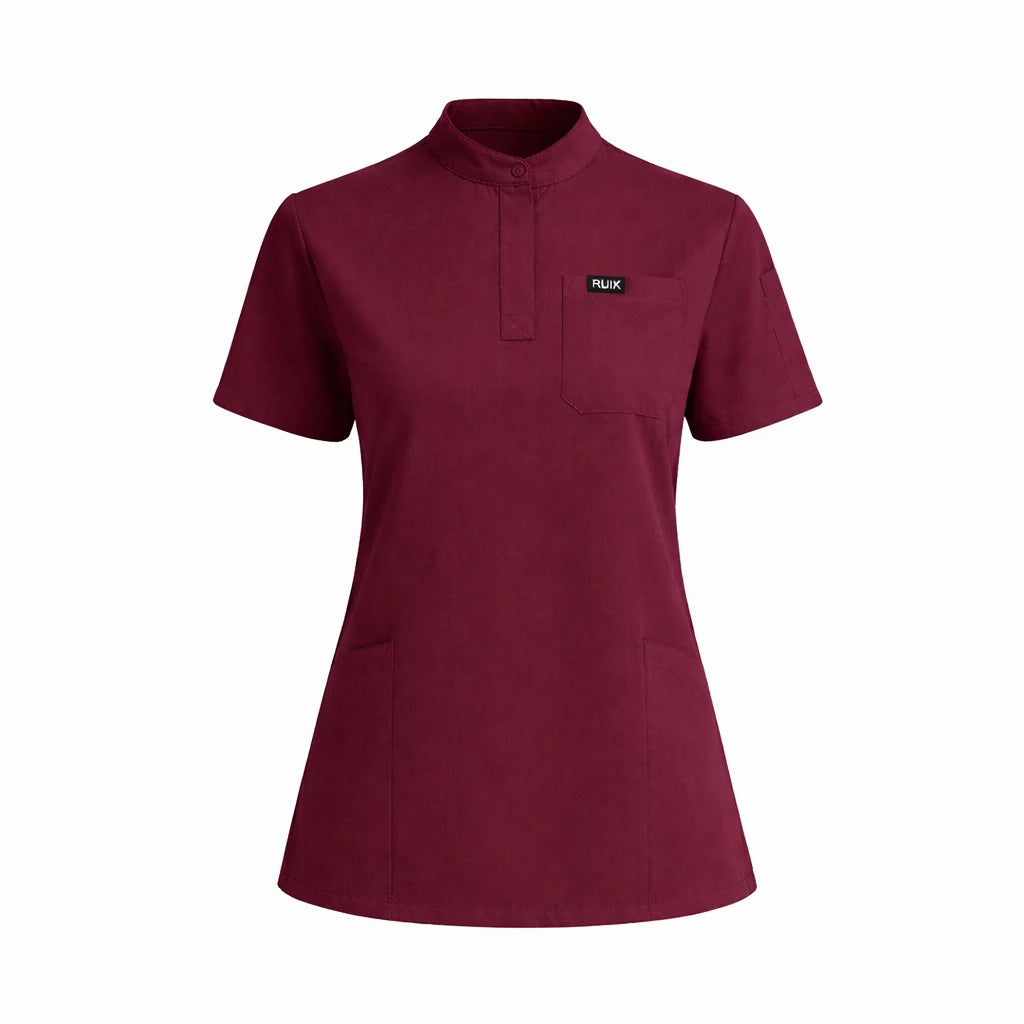 RUIX Sculpt Mandarin Collar Scrub Top For Womens
