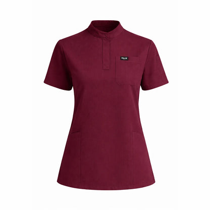 RUIX Sculpt Mandarin Collar Scrub Top For Womens